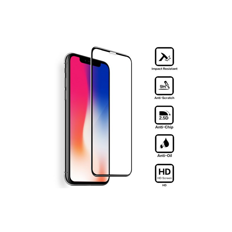 Skal och fodral - Skärmskydd av härdat glas till iPhone X/XS, svart