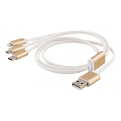 Laddningskabel 3-i-1 med USB till USB-C, Lightning & Micro-USB 1M