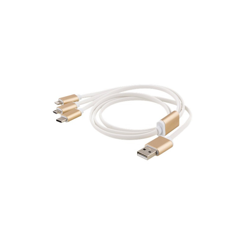 Laddare och kablar - Laddningskabel 3-i-1 med USB till USB-C, Lightning & Micro-USB 1M