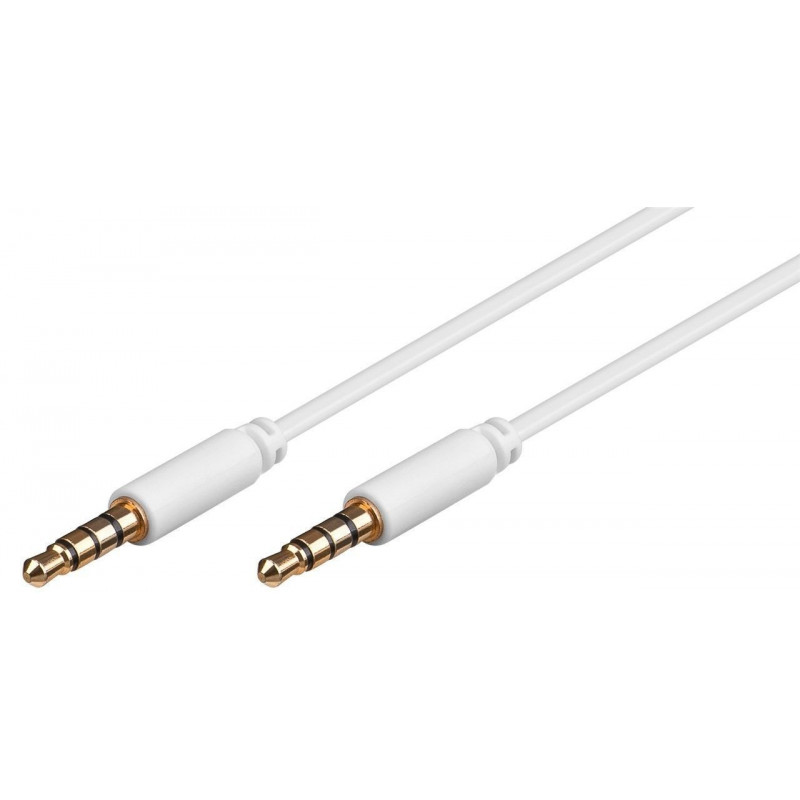 Kablar & adaptrar - 3.5mm ljudkabel 4-pol hane till hane 1m (vit)