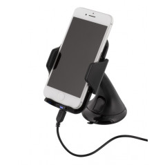 Trådlös laddare mobiltelefon - Deltaco mobilhållare med inbyggd trådlös Qi-mobilladdare