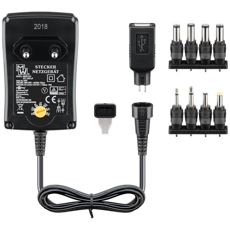 Universal laddare dator - 18 Watts 12V AC-adapter universal (3-12 Volt)