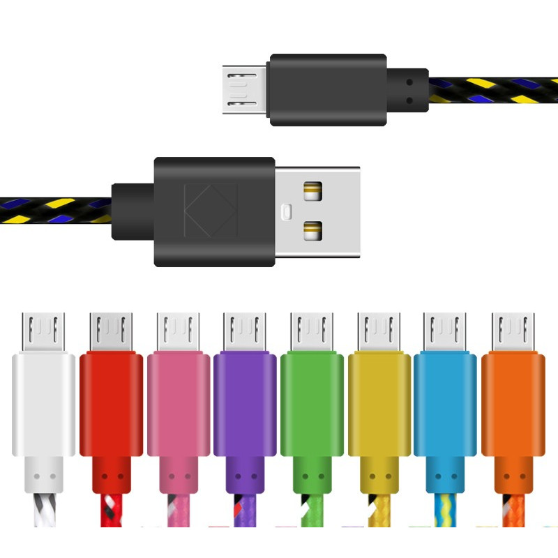 Flätad MicroUSB-kabel i Svart eller Lila - BraidedUSBMicro | Billig... USB-kablar & USB-hubb - Flätad MicroUSB-kabel i Svart eller Lila