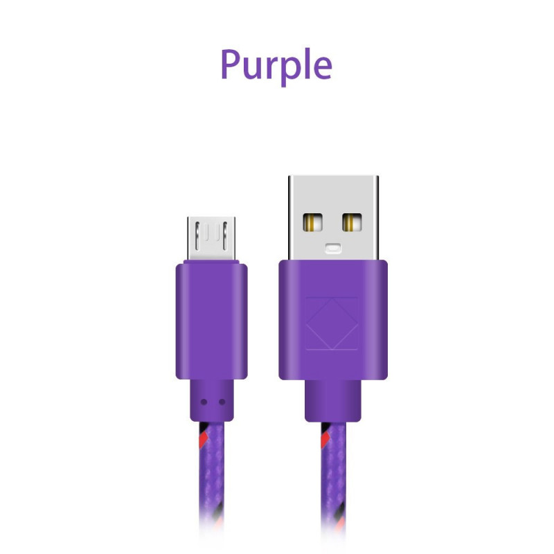 USB-kablar & USB-hubb - Flätad MicroUSB-kabel i Svart eller Lila