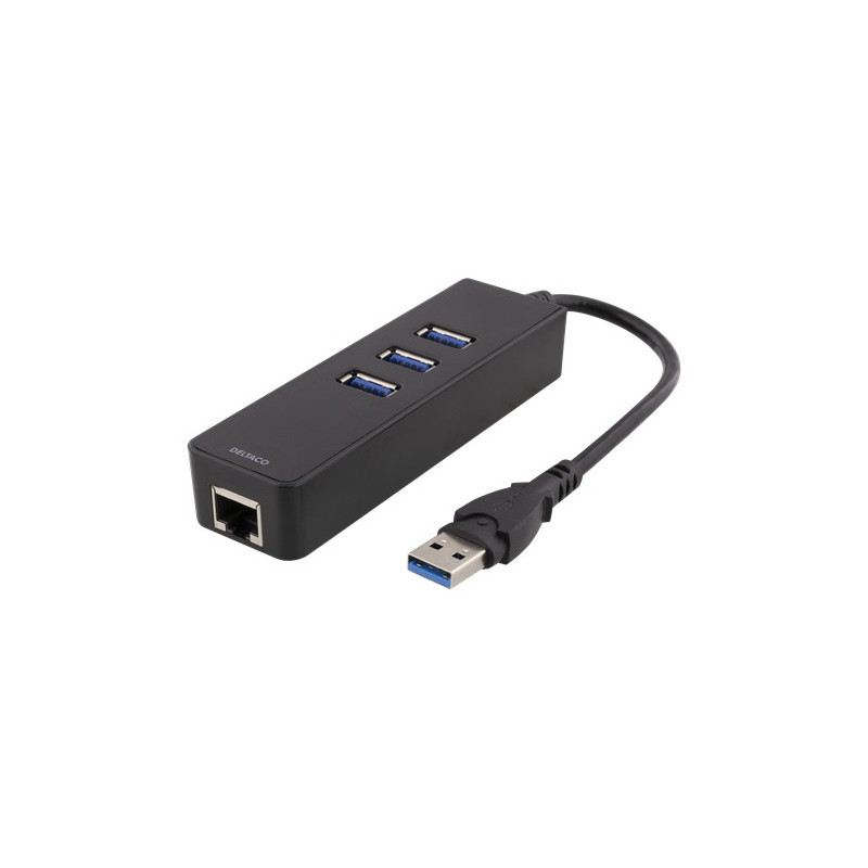 Datortillbehör - USB-nätverkskort gigabit med USB-hubb