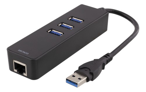 USB-nätverkskort gigabit med USB-hubb