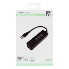USB-nätverkskort gigabit med USB-hubb