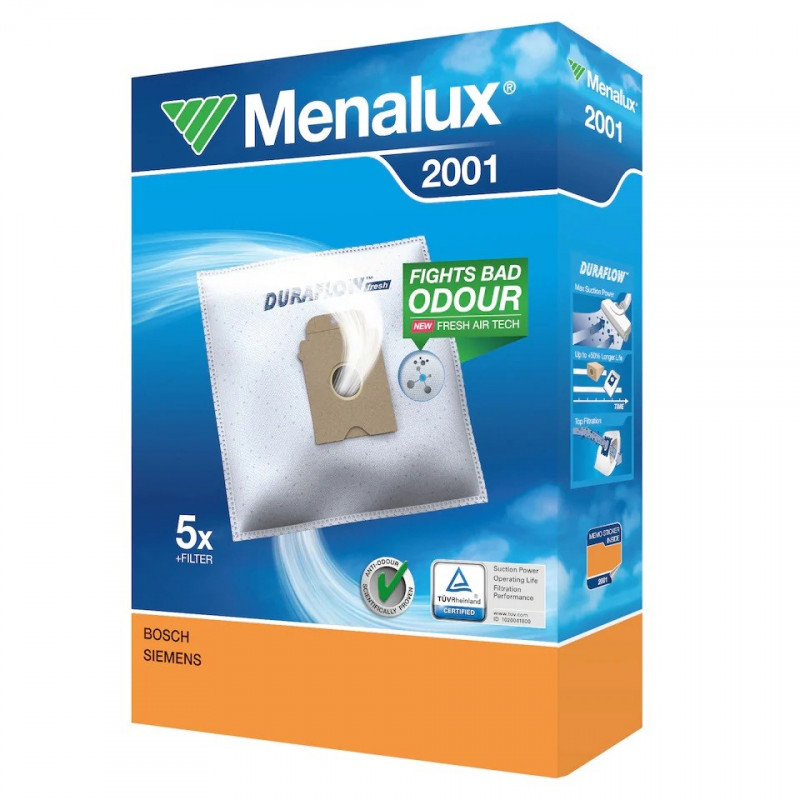Dammsugare - Menalux 2001 dammsugarpåsar till Bosch och Siemens 5-pack