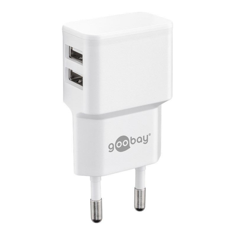 Mobiltillbehör - Goobay strömadapter med 2xUSB med 2.4A AC-adapter laddare