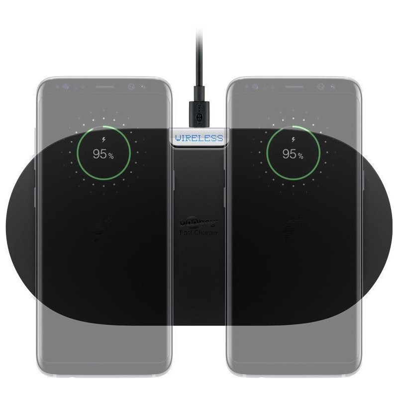 Trådlös laddare mobiltelefon - Goobay trådlös dual Qi-snabbladdare