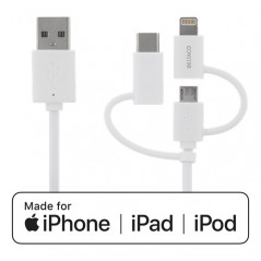 Laddare och kablar - Laddningskabel 3-i-1 med USB-C och Lightning