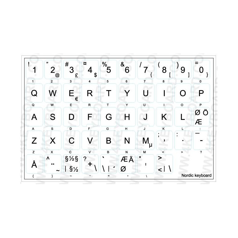 Övriga tillbehör - Klistermärken för utländska tangentbord, Nordisk (SE/DK/FI/NO) (11x13mm)