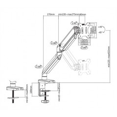 Datorskärm tillbehör - Bordsstativ med gasfjäder och VESA för datorskärm 17-32", monitorarm