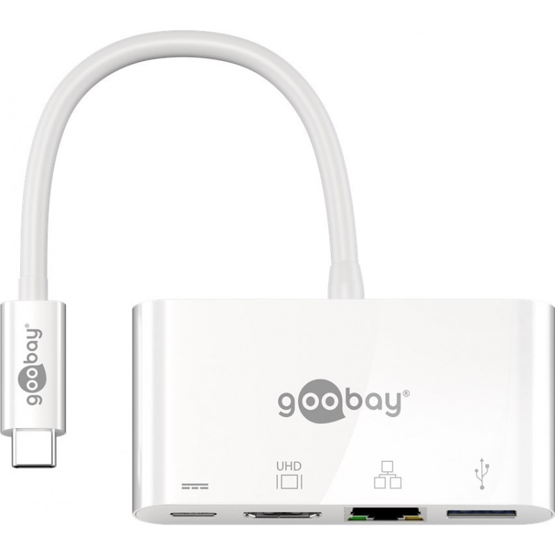 Skärmkabel & skärmadapter - USB-C Multiport till HDMI-adapter med USB-, USB-C-port och LAN 4K@30Hz 2K@60Hz PD 60W