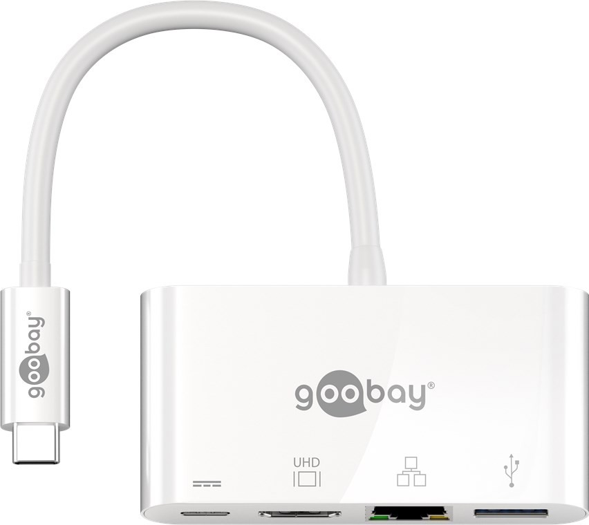 USB-C Multiport till HDMI-adapter med USB-, USB-C-port och LAN 4K@30Hz 2K@60Hz PD 60W