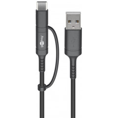 USB-kablar & USB-hubb - Goobay USB 2.0 till Micro-USB och USB-C med adapter