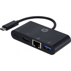 USB-kablar & USB-hubb - USB-C-Hubb med HDMI, USB-C, USB 3.0 och Ethernet anslutning