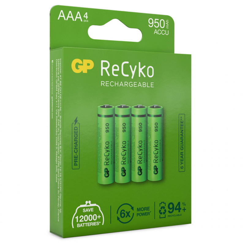 Batteri - GP ReCyko 4st laddningsbara AAA-batterier (950 mAh)