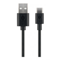 Goobay USB-C till USB-kabel ladd & synk i flera längder 3A 15W, svart