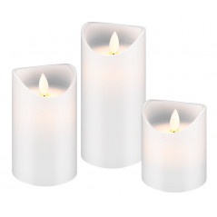 LED-ljus - Set med 3 LED-ljus med äkta vax och realistisk låga