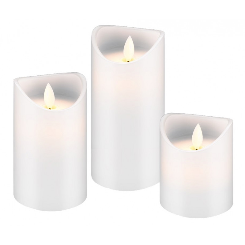LED-ljus - Set med 3 LED-ljus med äkta vax och realistisk låga